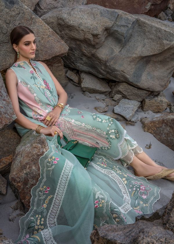 Crimson Luxury Lawn 2024 | Sarfaraz | Sun Kissed - Sea Foam - Image 2