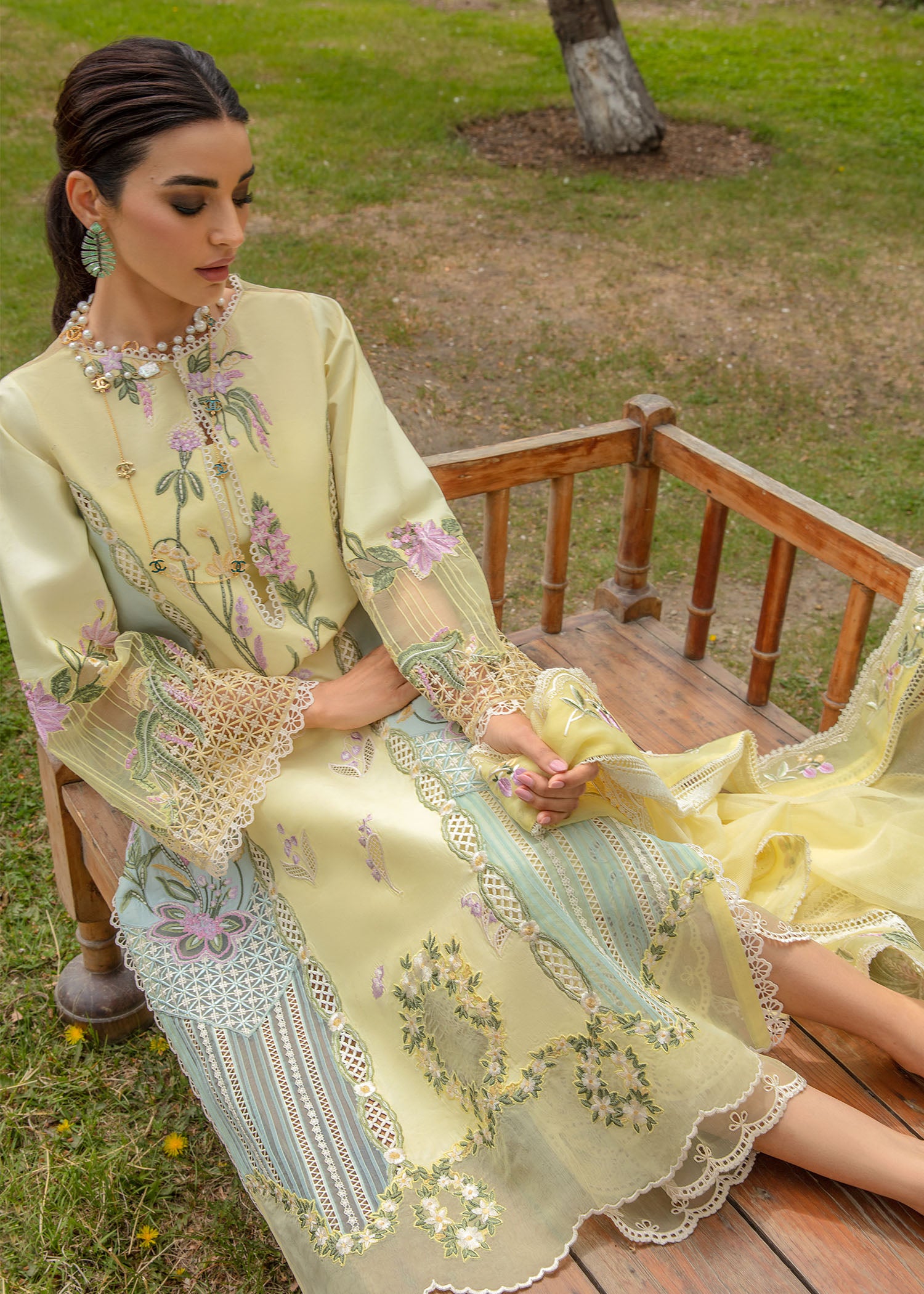 Crimson Luxury Lawn 2024 | Sarfaraz | Sun Kissed - Lemon - Image 5