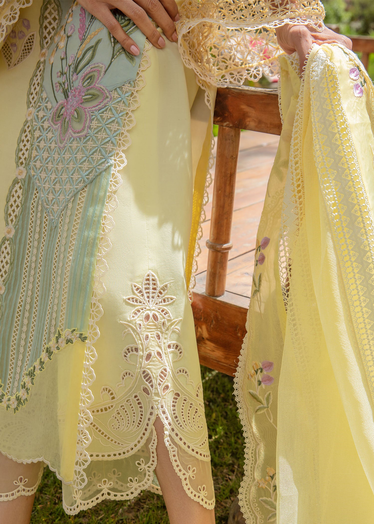Crimson Luxury Lawn 2024 | Sarfaraz | Sun Kissed - Lemon - Image 4