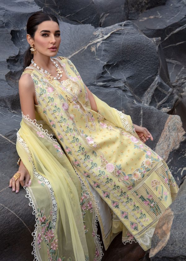 Crimson Luxury Lawn 2024 | Sarfaraz | Believe In Her - Topaz Yellow - Image 2
