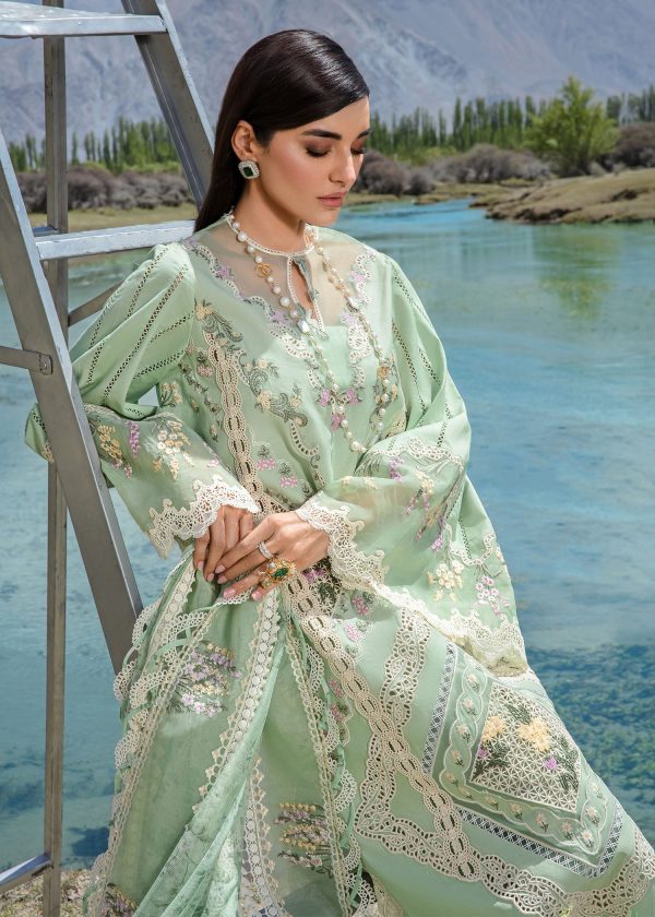 Crimson Luxury Lawn 2024 | Sarfaraz | A French Brunch - Sage - Image 2