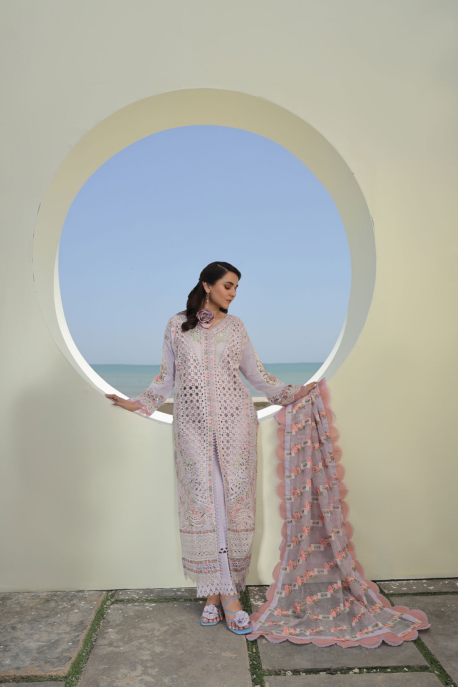 Maryam Hussain Luxury Lawn 24 | FEROZ - Image 3