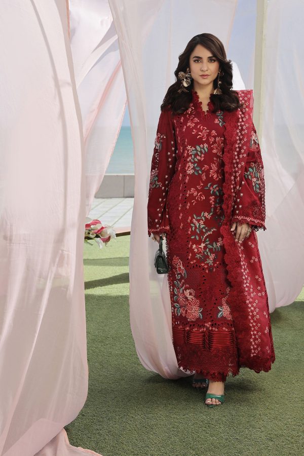 Maryam Hussain Luxury Lawn 24 | CRIMSON - Image 5