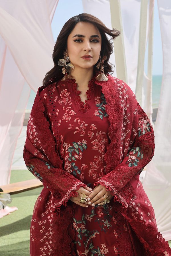 Maryam Hussain Luxury Lawn 24 | CRIMSON - Image 4