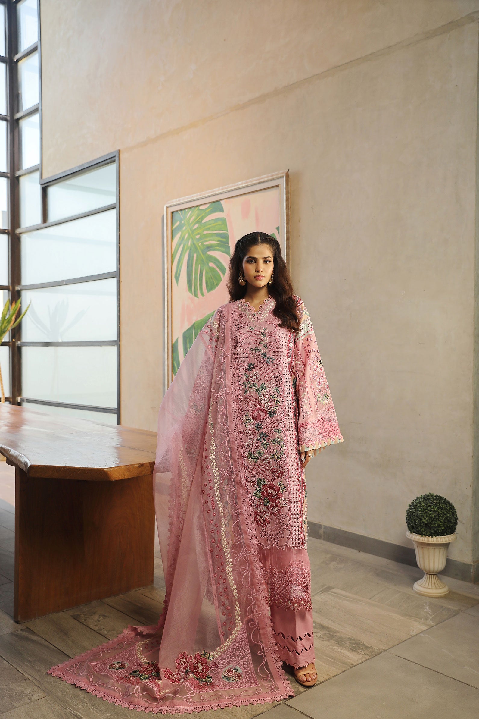Maryam Hussain Luxury Lawn 24 | CORAL - Image 4