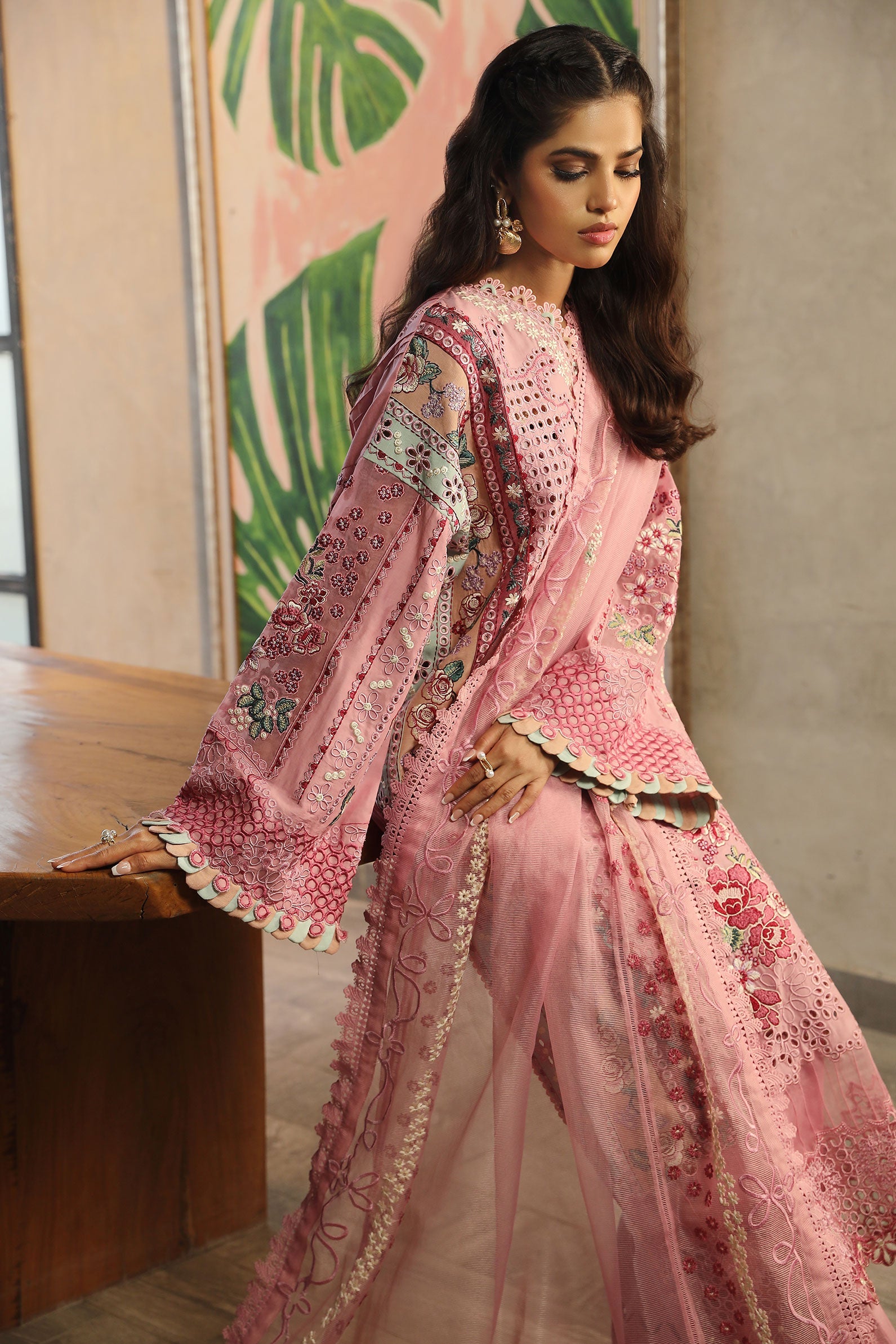 Maryam Hussain Luxury Lawn 24 | CORAL - Image 3
