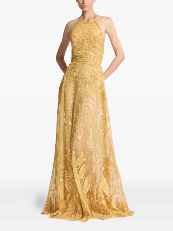 Elie Saab Beaded Halter-neck Dress