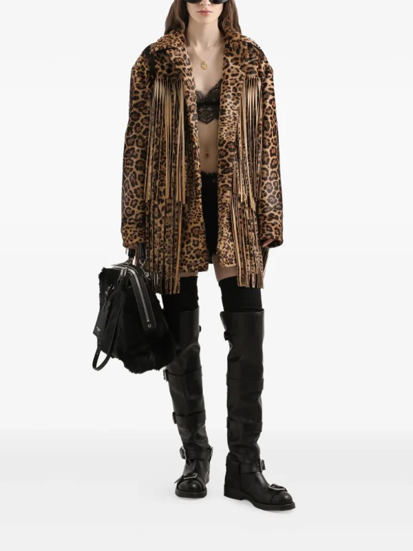 Dolce & Gabbana leopard-print fringe coat - Image 4