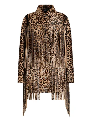 Dolce & Gabbana leopard-print fringe coat