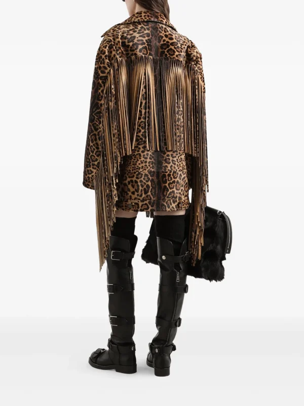 Dolce & Gabbana leopard-print fringe coat - Image 2