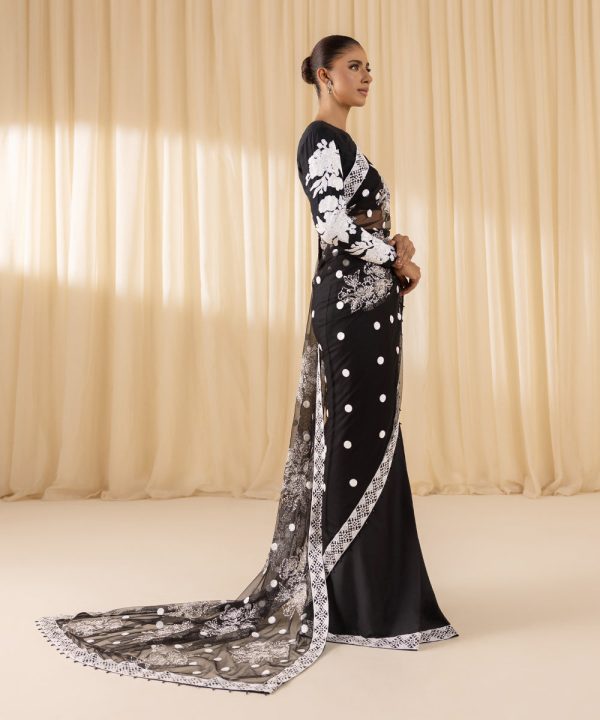 Sapphire Festive Unstitched   Collection | 3SFELX24V628 Black Saree - Image 2