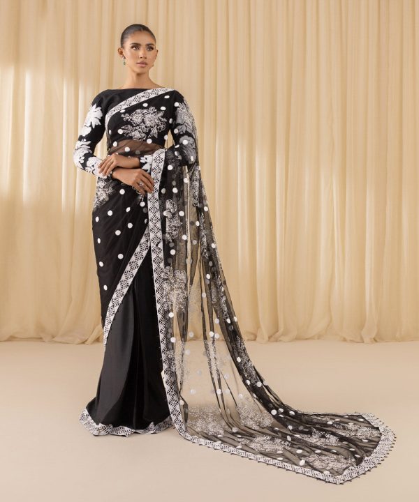 Sapphire Festive Unstitched   Collection | 3SFELX24V628 Black Saree