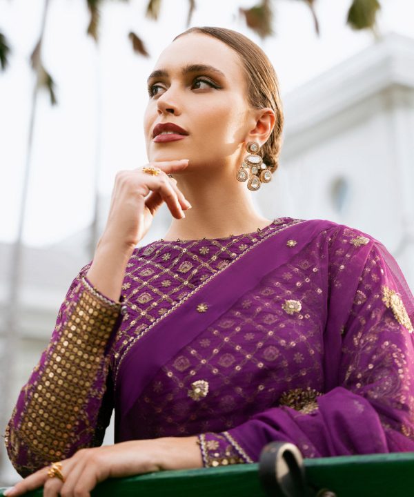 Sapphire Festive Unstitched   Collection | 3SFELX24V644 Purple Saree - Image 4
