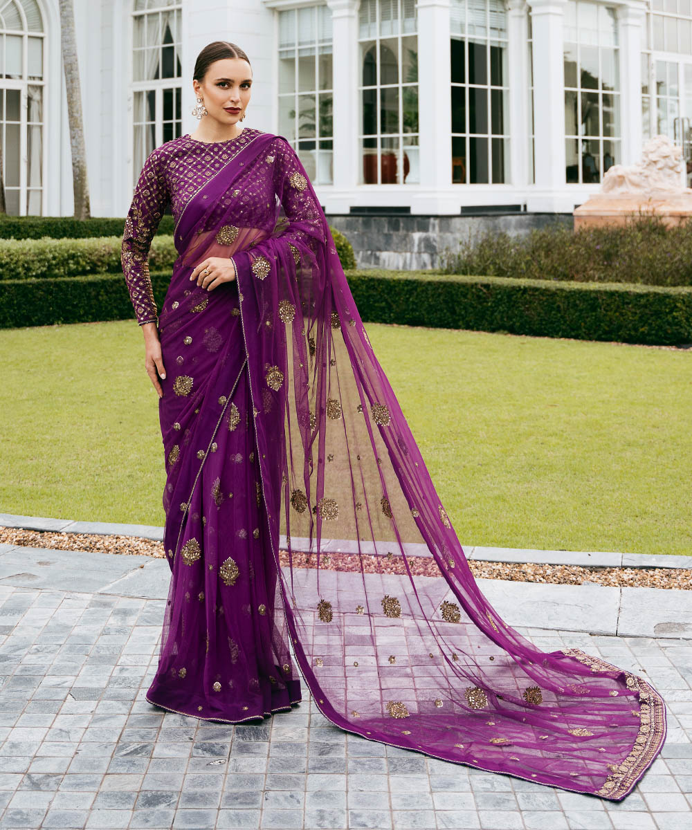Sapphire Festive Unstitched   Collection | 3SFELX24V644 Purple Saree