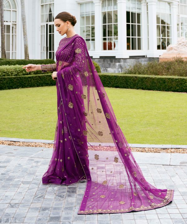 Sapphire Festive Unstitched   Collection | 3SFELX24V644 Purple Saree - Image 2