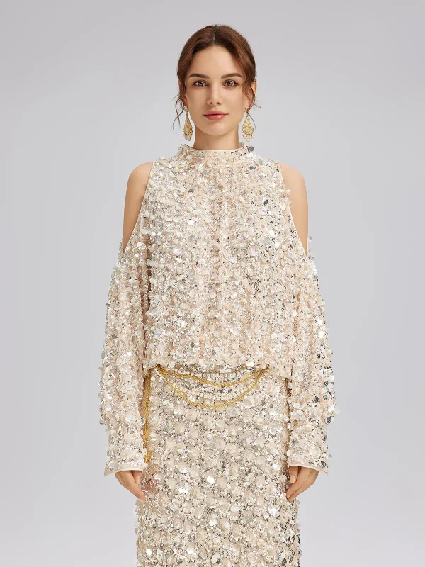 3D Sequin Off-Shoulder Top - Image 2