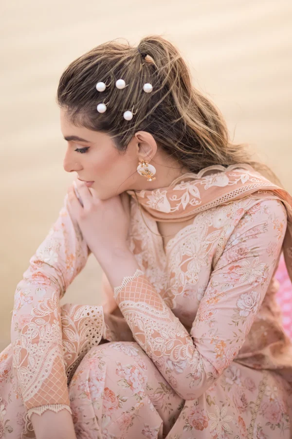 Zaib Festive Lawn   | NEL-24610 - Image 4