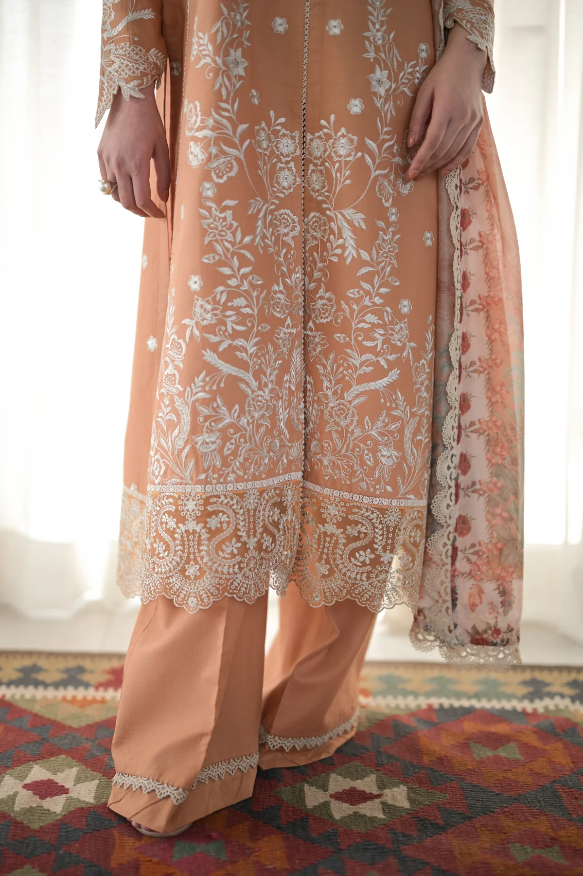Zaib Festive Lawn   | NEL-24614 - Image 5