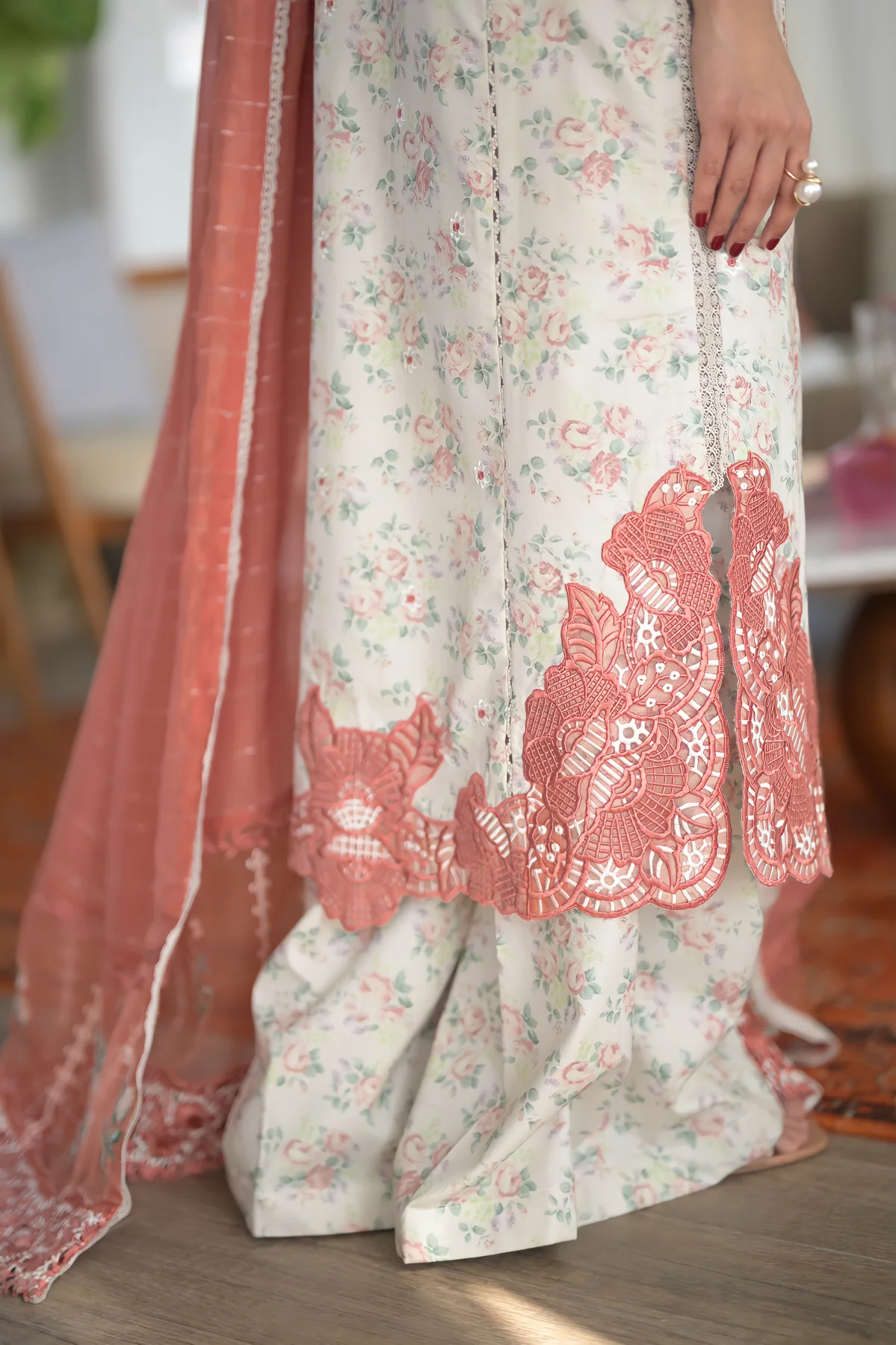 Zaib Festive Lawn   | NEL-24611 - Image 3