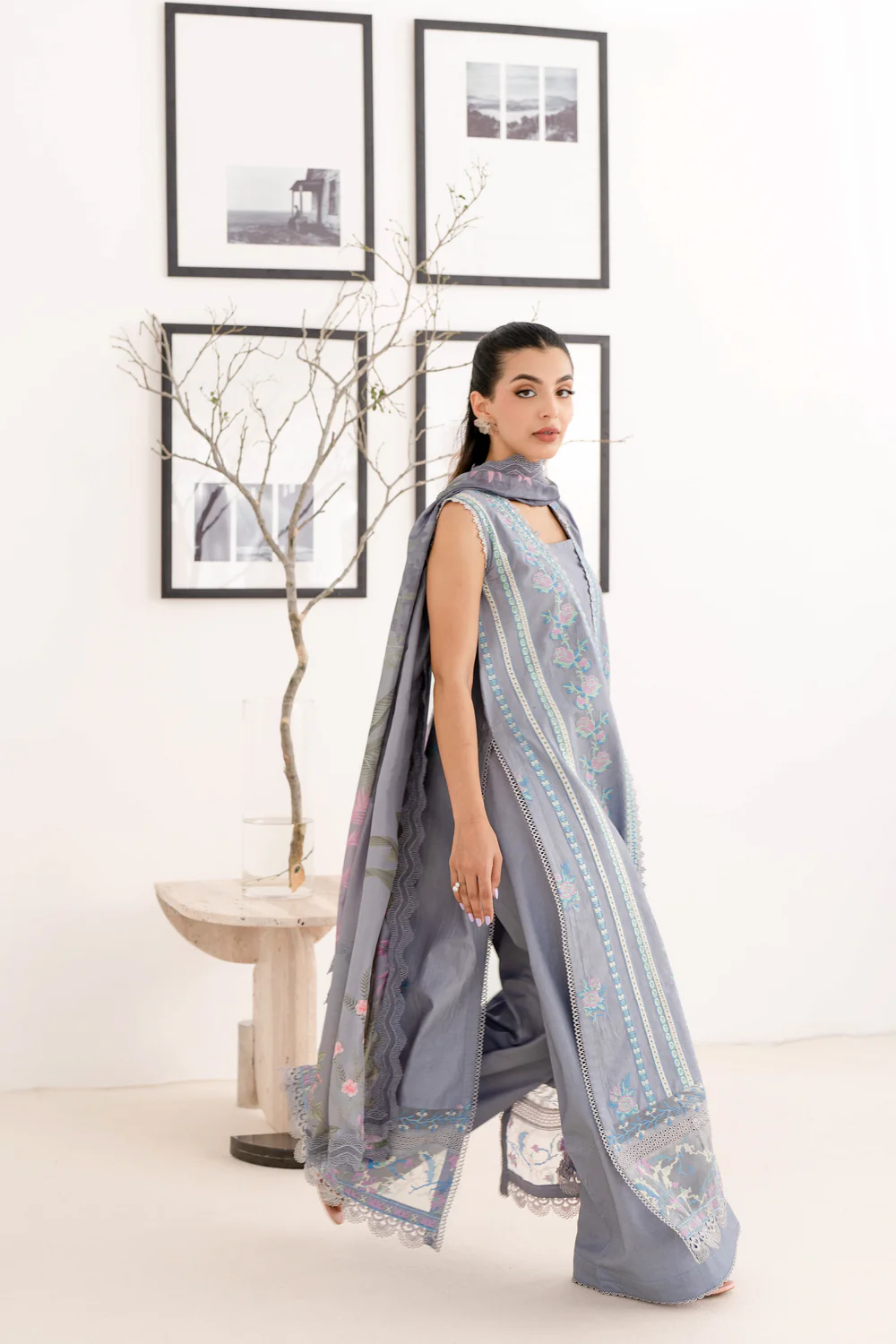 Zaib Festive Lawn   | NEL-24615 - Image 5