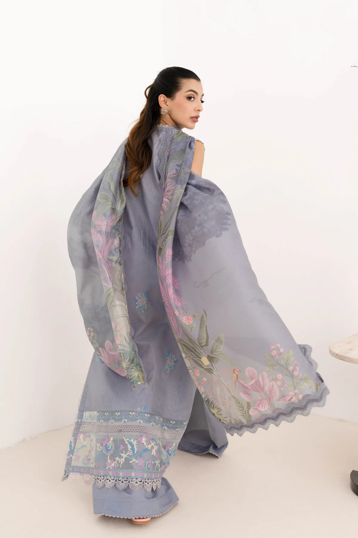 Zaib Festive Lawn   | NEL-24615 - Image 3