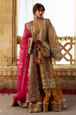 Zarlish Bridal by Mohsin Naveed Ranjha   | ZWU-23-21 KESARI (GZ-190)