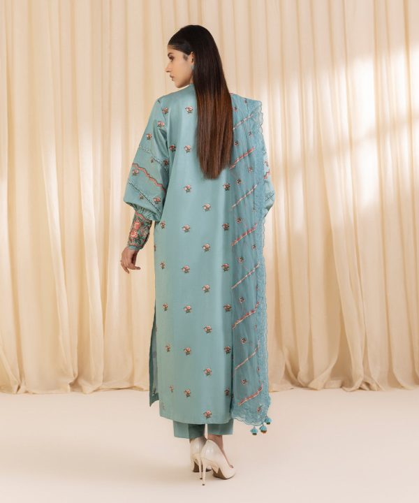 Turquoise Embroidered Salwar Kameez | 000RFEM24V26 - Image 2