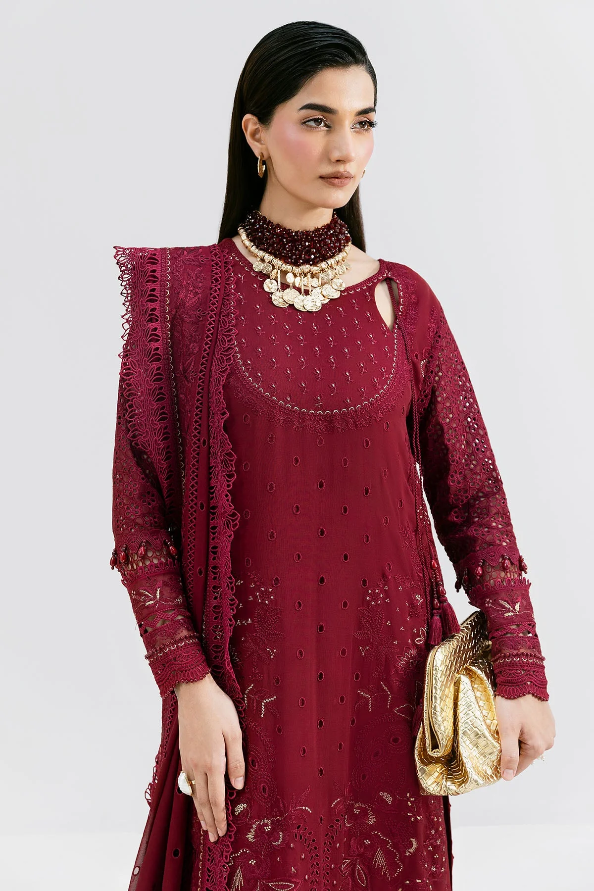 Imrozia Luxe Serene Georgette 3Pc Suit || S-1089 SCARLET - Image 4