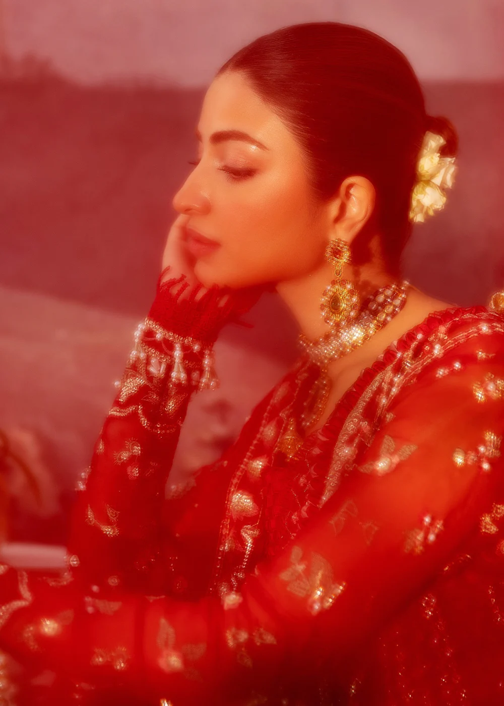 Festive Unstitched '25 by Sadaf Fawad Khan | Scarlet - Image 3