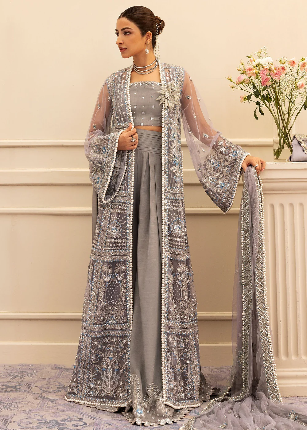 Festive Unstitched '25 by Sadaf Fawad Khan | Overcast Whisper