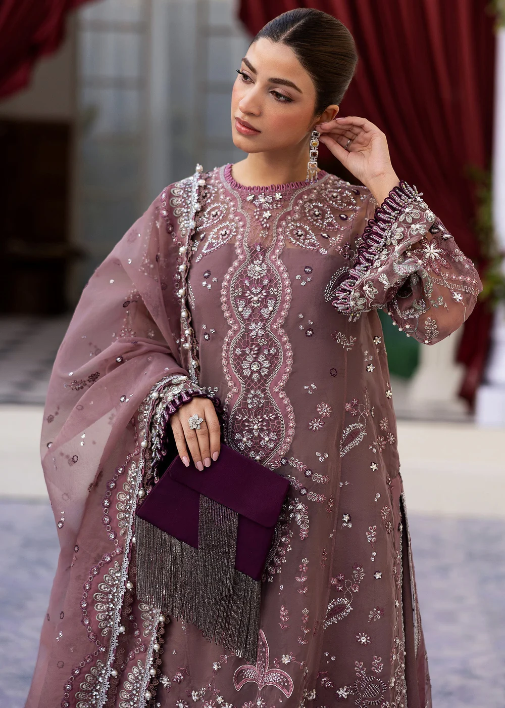 Festive Unstitched '25 by Sadaf Fawad Khan | Wistful Mauve - Image 3