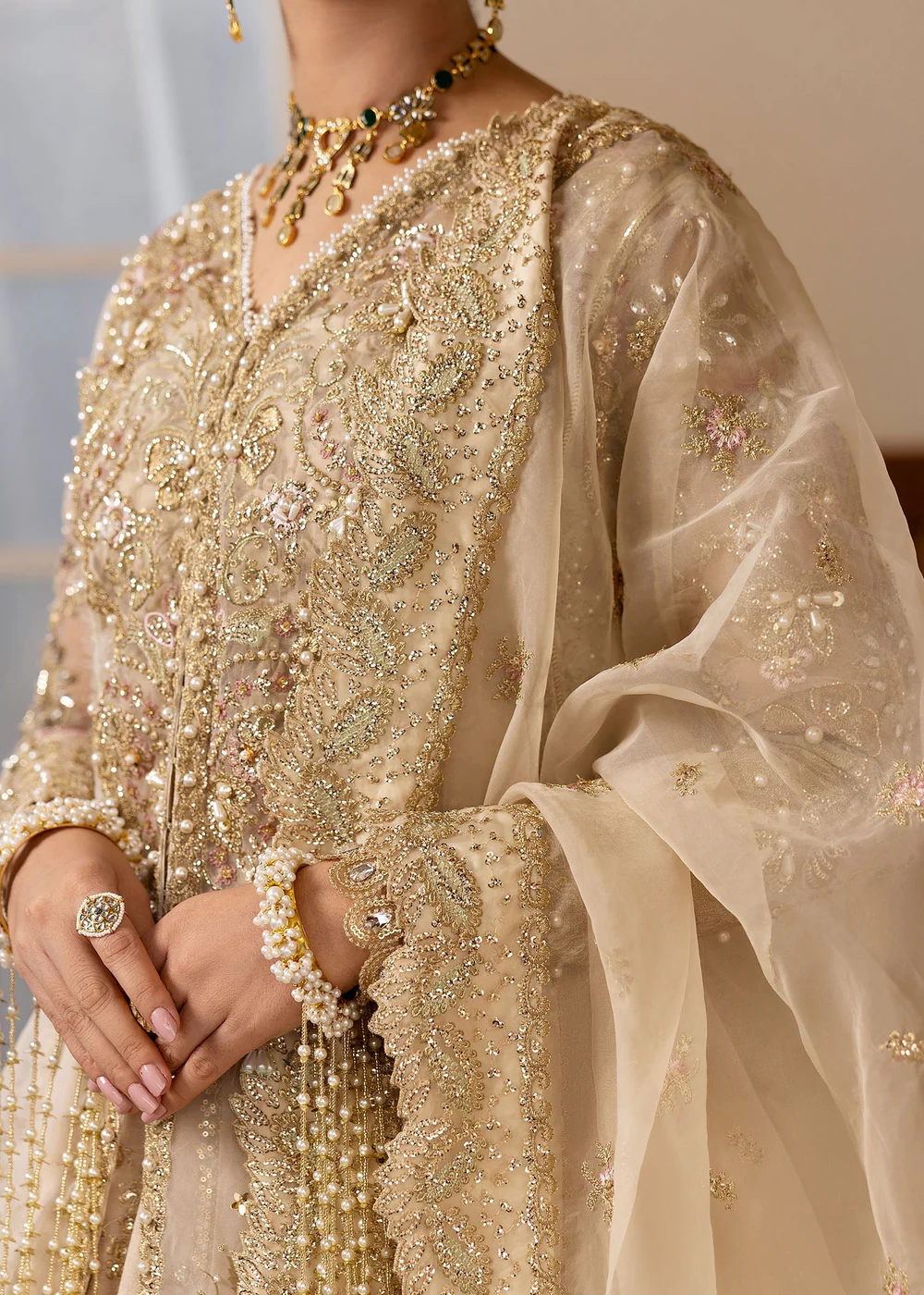 Festive Unstitched '25 by Sadaf Fawad Khan | Ivory Celeste - Image 3
