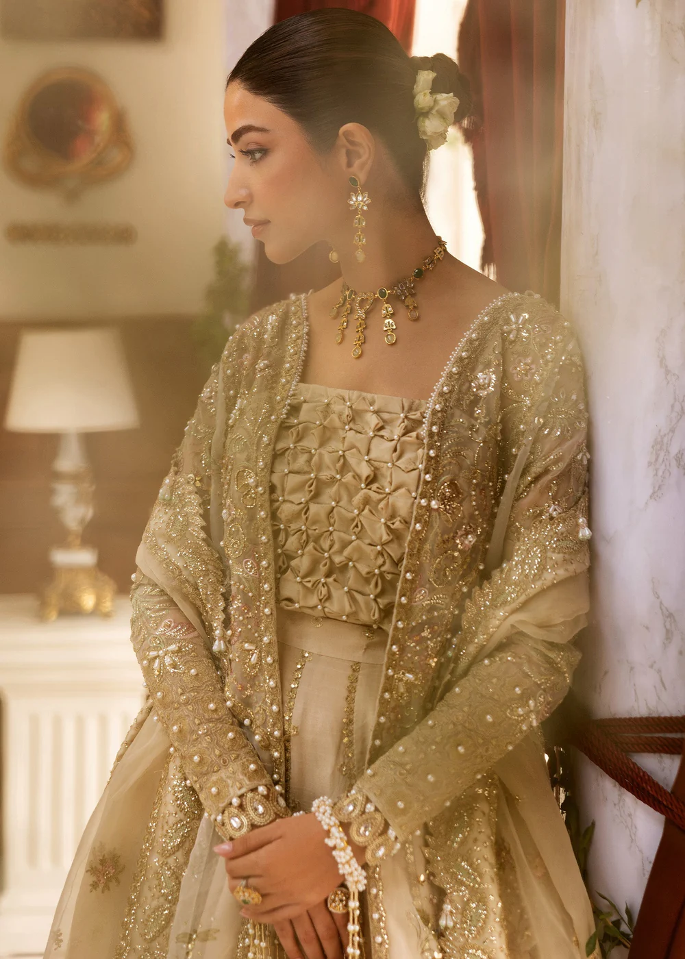 Festive Unstitched '25 by Sadaf Fawad Khan | Ivory Celeste - Image 4