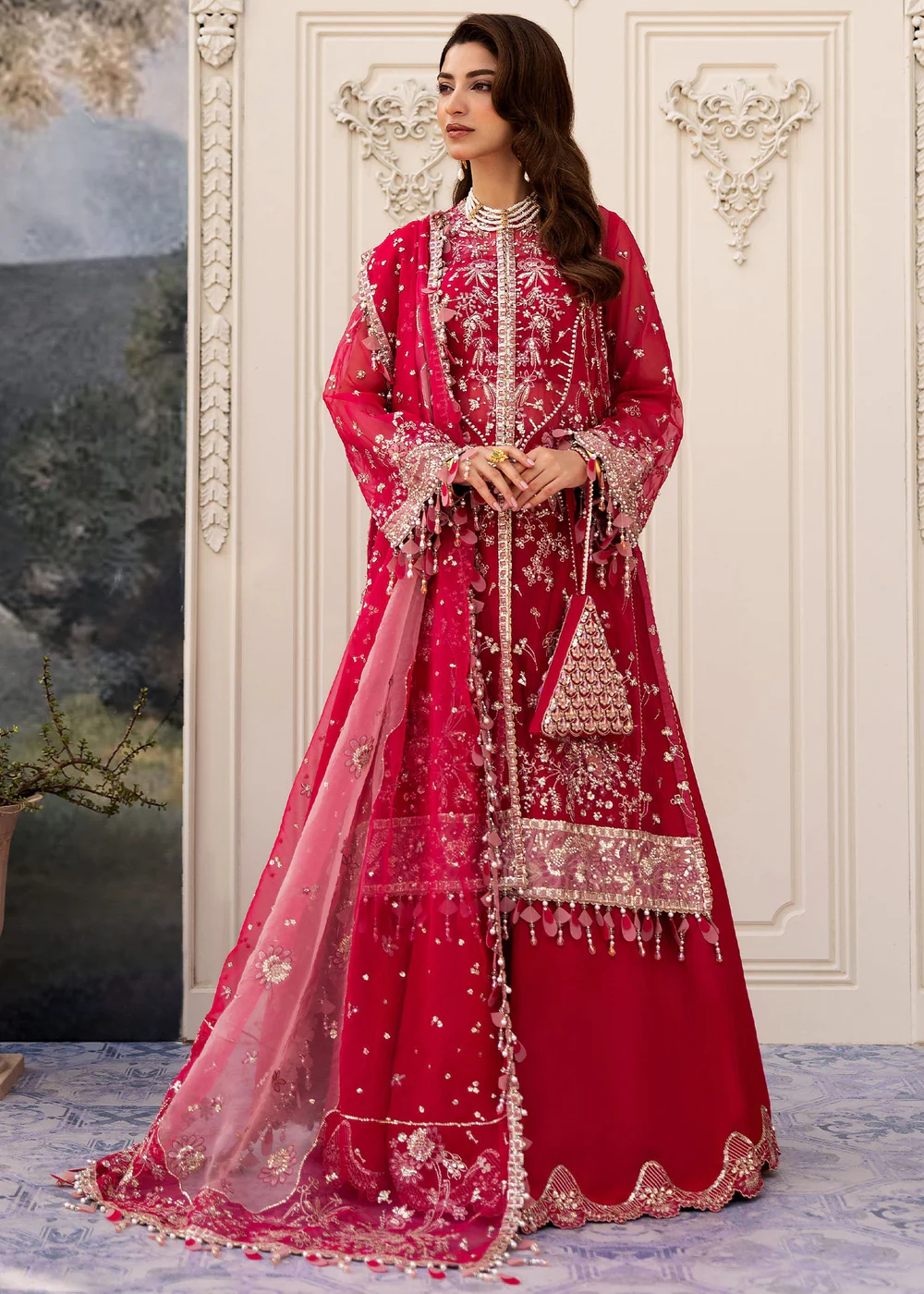 Festive Unstitched '25 by Sadaf Fawad Khan | Fuschia Rose - Image 4