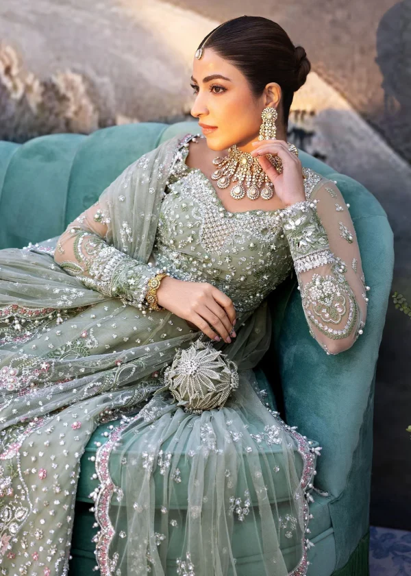 Festive Unstitched '25 by Sadaf Fawad Khan | Seafoam - Image 5