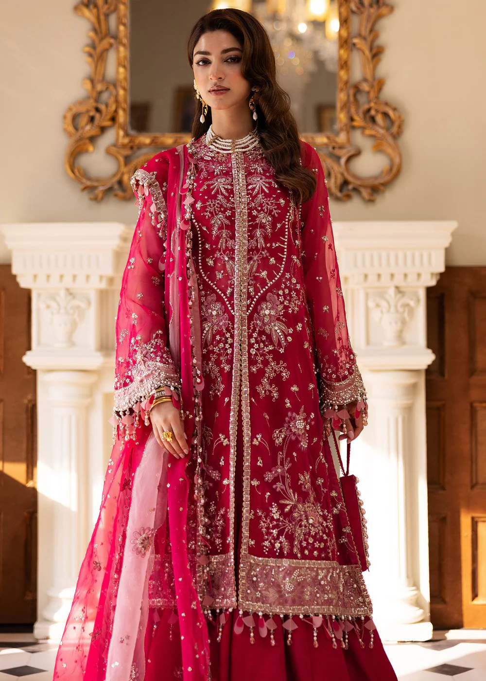 Festive Unstitched '25 by Sadaf Fawad Khan | Fuschia Rose - Image 3