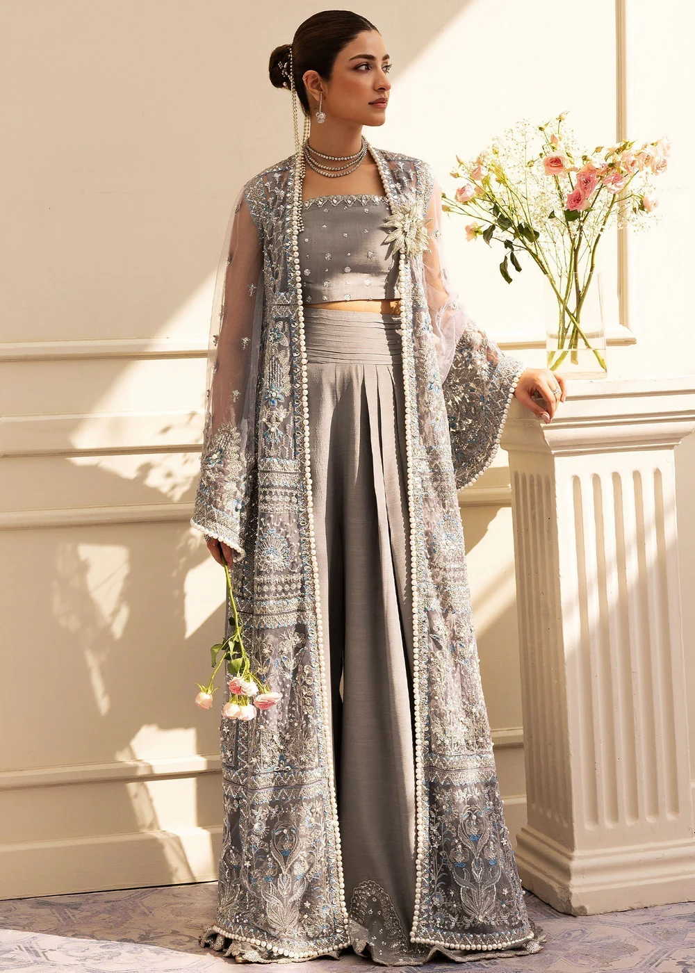 Festive Unstitched '25 by Sadaf Fawad Khan | Overcast Whisper - Image 4