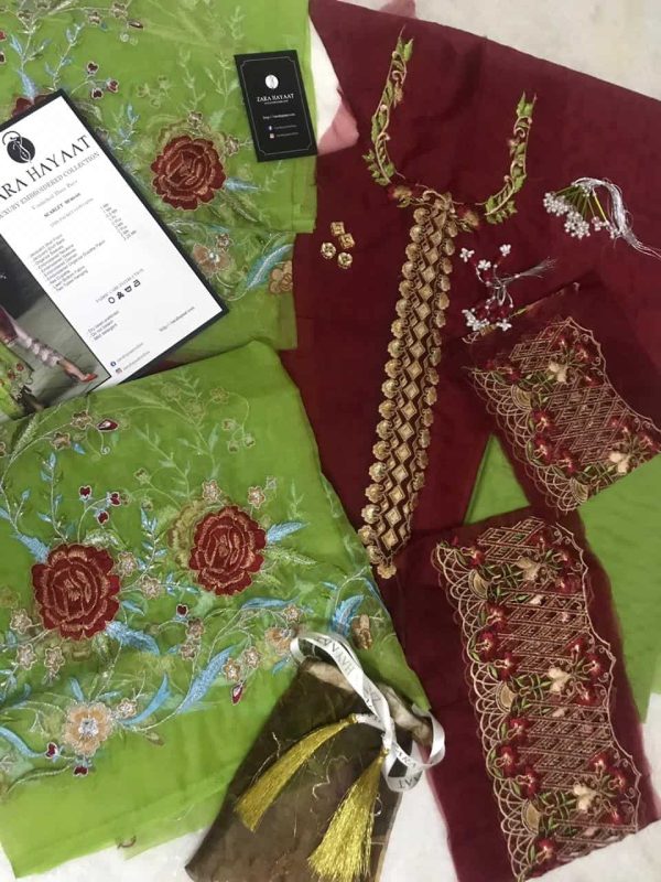 Zara Hayaat Luxury Lawn - SCARLET SS-03 - Image 2